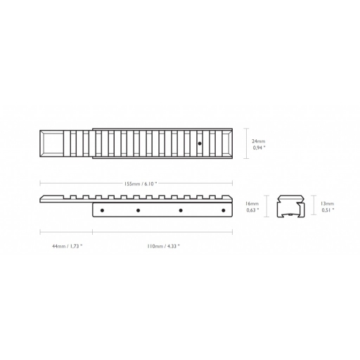 Adaptateur Hawke pour rail de 11 mm vers rail picatinny