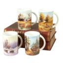 Lot de 4 grandes tasses scènes de chasse