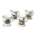 Lot de 4 grandes tasses scènes de chasse