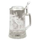 Lot de 6 chopes de bière en cristal décor blanc chasse