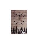 Horloge Murale Plaque Métal Bois Motif Cerf 