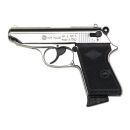 Pistolet D'ALARME Bruni Police 9mm CHROME Blanc/Gaz 