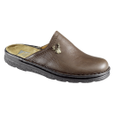 Pantouffles chaussons cuir brun, chasse motif Cerf Fritzmann