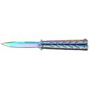  Couteau papillon JOKER Lame 105mm Manche Acier rainbow