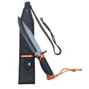 Couteau FUZYON lame noire 22cm manche synthétique noir et orange avec étui
