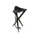 Siège trépied JANUEL bois assise cuir marron 70cm  pic métallique amovible