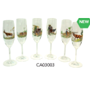 6 Flûtes à champagne COLIBRI motif chasse