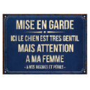 Plaque humoristique mise en garde 15x21cm