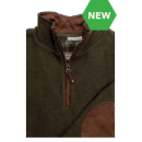 Pull LOVERGREEN sweat zippé kaki foncé empiècement coude
