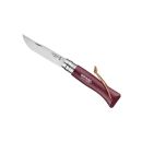 Couteau OPINEL baroudeur N° 08 grenat avec lien en cuir