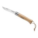 Couteau OPINEL baroudeur N° 08 bois avec lien en cuir