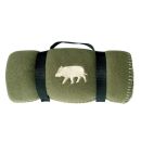 Plaid polaire logo sanglier vert 120x150cm