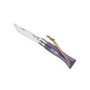 Couteau OPINEL N°6 inox violet gris avec lien en cuir