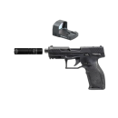 Pack pistolet TAURUS cal.22lr tx22 toro noir + point rouge Vector frenzy FM + silencieux aimsport 