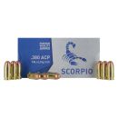 50 munitions STV SCORPIO Cal.380 auto ACP 9mm court FMJ 92gr 6.15G