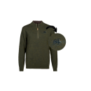 Pull PERCUSSION col cheminée Islande kaki sanglier NEW