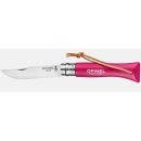 Couteau pliant OPINEL baroudeur N° 06 framboise avec lien en cuir
