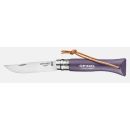 Couteau pliant OPINEL baroudeur N° 06 violet gris avec lien en cuir