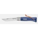 Couteau pliant OPINEL baroudeur N° 08 bleu foncé avec lien en cuir