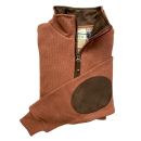 Pull LOVERGREEN sweat col zippé brique empiècements coudes 