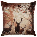Coussin LOVERGREEN cerfs fond brun n°1