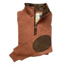 Pull LOVERGREEN zippé brique empiècement coude