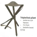 Triepied Triepied de chasse en Bois Assise Cuir 75cm