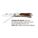 Couteau de chasse 2 pièces pliant manche corne de cerf