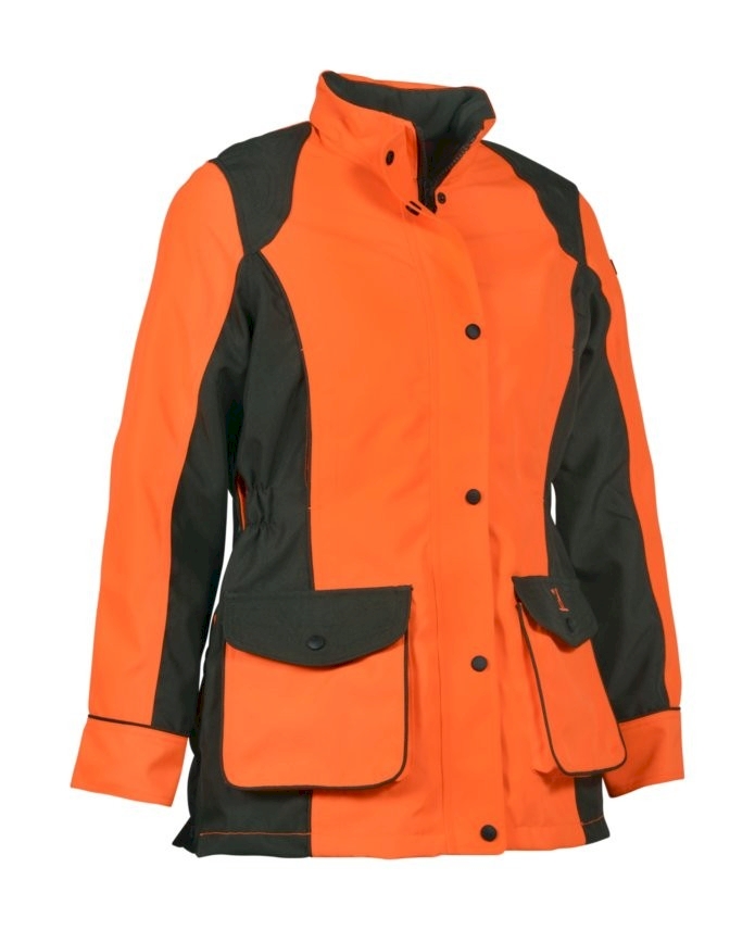 Veste De Traque Percussion Renfort - Orange - Polyester Oxford 300D Imperméable - Poches Cartouchières, Capuche, Anneau Porte-gibier
