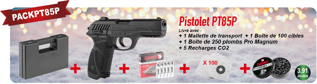 Pack pistolet GAMO PT85 Black