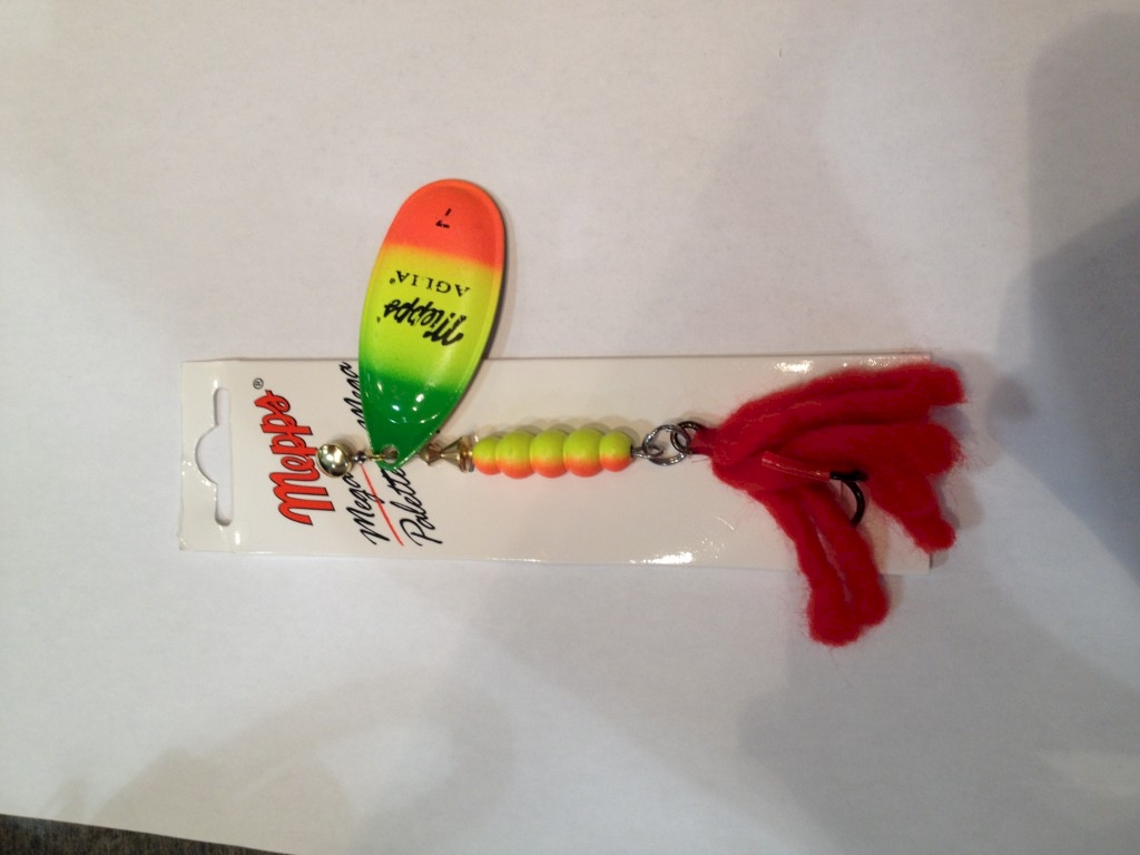 Leurre Spinner Mepp's Aglia Tiger XL – 30g, Vert/Jaune/Rouge, Taille 7, Pour Brochet Et Gros Poissons